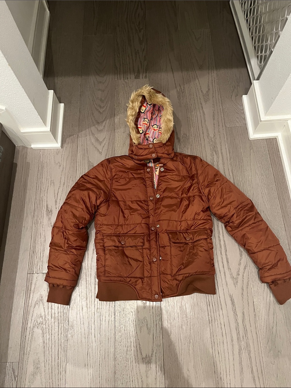 NWT Vintage Y2K Paul Frank Quilted Puffer Jacket in Rust Medium